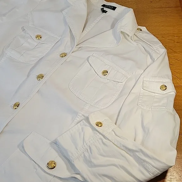 Ralph Lauren White Denim Jacket Womens Size 2X - Picture 4 of 10